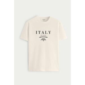 Tričko, Barva Ekru, s Potiskem Milano Italy obraz