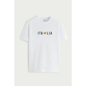 Tričko, Barva Bílá, s Potiskem Italia Squadra obraz