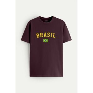 Tričko, Barva Bordó, s Potiskem Viva Brasil obraz