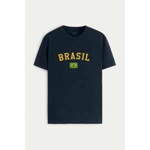 Tričko, Barva Modrá, s Potiskem Viva Brasil obraz