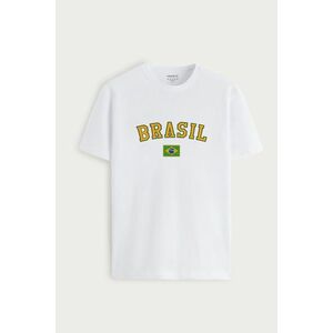 Tričko, Barva Bílá, s Potiskem Viva Brasil obraz