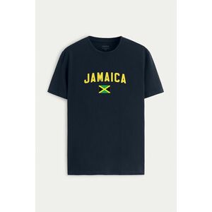 Tričko, Barva Modrá, s Potiskem Jamaica obraz