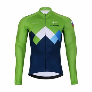 BONAVELO Cyklistický dres s dlouhým rukávem zimní - SLOVENIA - modrá/zelená XS obraz
