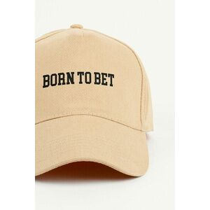 Kšiltovka Jockey, Barva Béžová, s Potiskem Born to Bet obraz