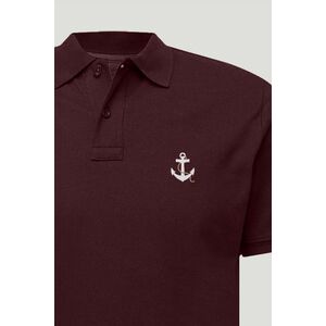 Polo Tričko Slim Fit, Barva Bordó, s Potiskem Anchor obraz