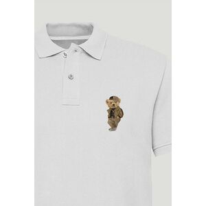 Polo Tričko Slim Fit, Barva Bílá, s Potiskem Rich Teddy obraz