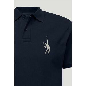 Polo Tričko Slim Fit, Barva Modrá, s Potiskem Tennis Serve obraz