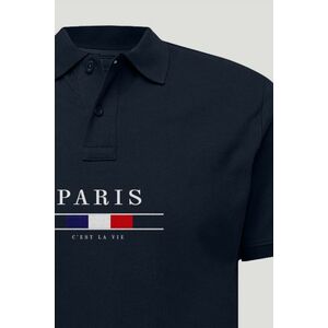 Polo Tričko Slim Fit, Barva Modrá, s Potiskem Paris La Vie obraz