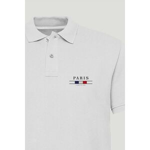 Polo Tričko Slim Fit, Barva Bílá, s Potiskem Paris La Vie Minimal obraz