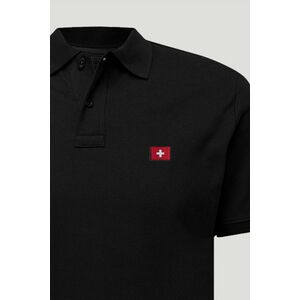 Polo Tričko Slim Fit, Barva Černá, s Potiskem Switzerland Flag obraz