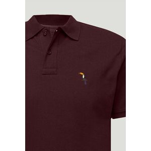 Polo Tričko Slim Fit, Barva Bordó, s Potiskem Toucan obraz