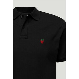 Polo Tričko Slim Fit, Barva Černá, s Potiskem Red Strawberry obraz