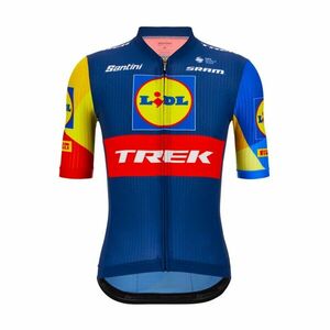 SANTINI Cyklistický dres s krátkým rukávem - LIDL TREK 2024 TEAM ORIGINAL - modrá/červená/žlutá 4XL obraz