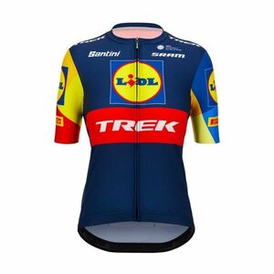 SANTINI Cyklistický dres s krátkým rukávem - LIDL TREK 2024 LADY - žlutá/modrá/červená XL obraz