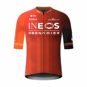 GOBIK Cyklistický dres s krátkým rukávem - REACTIVE INEOS GRENADIERS 2024 - červená/oranžová XL obraz