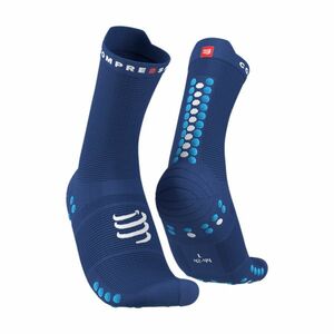 COMPRESSPORT Cyklistické ponožky klasické - PRO RACING V4.0 RUN HIGH - modrá 35-38 obraz