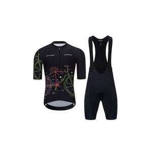 HOLOKOLO Cyklistický krátký dres a krátké kalhoty - MAAPPI DARK - černá/vícebarevná obraz