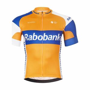 BONAVELO Cyklistický dres s krátkým rukávem - RABOBANK - oranžová/modrá 3XL obraz