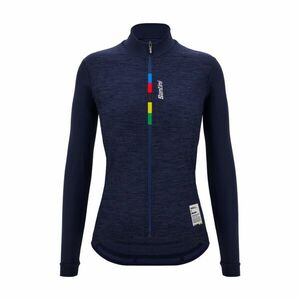 SANTINI Cyklistický dres s dlouhým rukávem zimní - UCI OFFICIAL W - modrá XS obraz