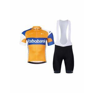 BONAVELO Cyklistický krátký dres a krátké kalhoty - RABOBANK - oranžová/černá/modrá obraz