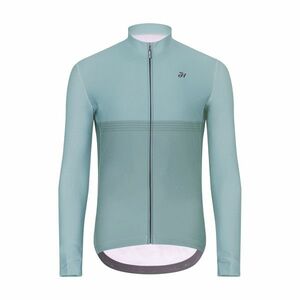 HOLOKOLO Cyklistický dres s dlouhým rukávem zimní - STRIPES WINTER - světle zelená 5XL obraz
