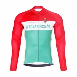 BONAVELO Cyklistický dres s dlouhým rukávem zimní - HUNGARY WINTER - červená/zelená M obraz