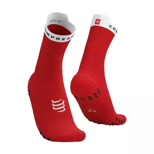 COMPRESSPORT Cyklistické ponožky klasické - PRO RACING V4.0 RUN HIGH - červená/bílá 35-38 obraz