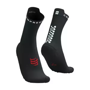 COMPRESSPORT Cyklistické ponožky klasické - PRO RACING V4.0 RUN HIGH - černá/bílá 35-38 obraz