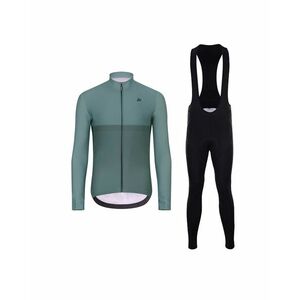 HOLOKOLO Cyklistická zimní bunda a kalhoty - STRIPES WINTER - zelená/černá obraz