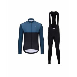 HOLOKOLO Cyklistická zimní bunda a kalhoty - STRIPES WINTER - černá/modrá obraz