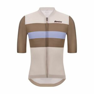 SANTINI Cyklistický dres s krátkým rukávem - BENGAL - béžová/hnědá/světle modrá 2XL obraz