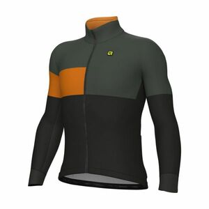 ALÉ Cyklistická zateplená bunda - PR-E GEOMETRIC - černá/šedá/oranžová L obraz
