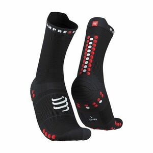 COMPRESSPORT Cyklistické ponožky klasické - PRO RACING V4.0 RUN HIGH - černá/červená 39-41 obraz