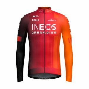 GOBIK Cyklistický dres s dlouhým rukávem zimní - HYDER INEOS GRENADIERS 2025 - oranžová/červená S obraz