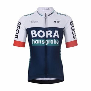BONAVELO Cyklistický dres s krátkým rukávem - BORA KID 2025 - modrá/vícebarevná M-145cm obraz