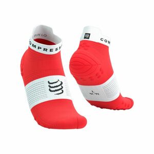COMPRESSPORT Cyklistické ponožky klasické - PRO RACING V4.0 RUN LOW - červená/bílá 42-44 obraz