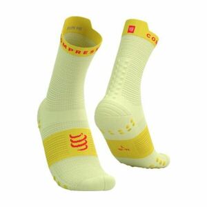 COMPRESSPORT Cyklistické ponožky klasické - PRO RACING V4.0 RUN HIGH - žlutá/červená 45-48 obraz