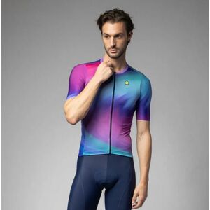 ALÉ Cyklistický dres s krátkým rukávem - PR-E AURORA - růžová/modrá/tyrkysová 2XL obraz