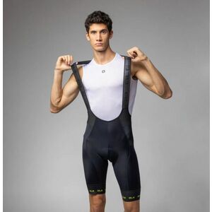 ALÉ Cyklistické kalhoty krátké s laclem - PR-E STRADA 2.0 - černá/žlutá 2XL obraz