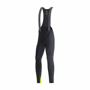 GORE Cyklistické kalhoty dlouhé s laclem - C3 THERMO - černá/žlutá L obraz