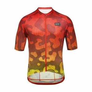GORE Cyklistický dres s krátkým rukávem - RAIN CAMO - oranžová/žlutá 2XL obraz