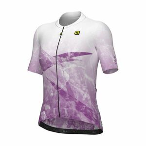 ALÉ Cyklistický dres s krátkým rukávem - QUARTZ PR-E - bílá/fialová M obraz