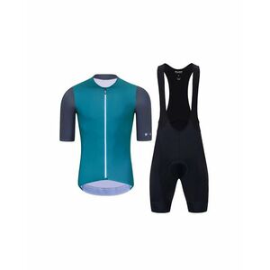 HOLOKOLO Cyklistický krátký dres a krátké kalhoty - PERFORMANCE - zelená/fialová obraz