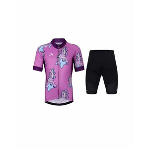 HOLOKOLO Cyklistický krátký dres a krátké kalhoty - UNICORNS - fialová/černá obraz