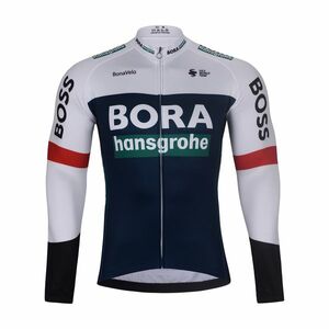 BONAVELO Cyklistický dres s dlouhým rukávem zimní - BORA 2025 WINTER - modrá/bílá 3XL obraz