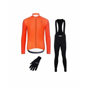 HOLOKOLO Cyklistický zimní dres a kalhoty - PERFORMANCE WINTER - černá/oranžová obraz
