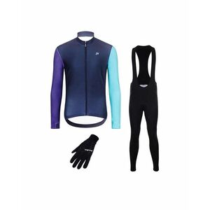 HOLOKOLO Cyklistický zimní dres a kalhoty - PERFORMANCE WINTER - zelená/černá/fialová obraz