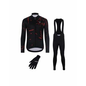 HOLOKOLO Cyklistický zimní dres a kalhoty - PASSION WINTER - černá/červená obraz