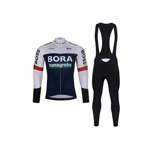 BONAVELO Cyklistický dlouhý dres a kalhoty - BORA 2025 WINTER - černá/bílá/modrá obraz