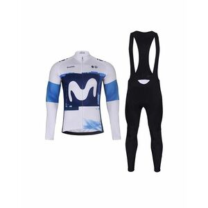 BONAVELO Cyklistický dlouhý dres a kalhoty - MOVISTAR 2025 WINTER - modrá/černá/bílá obraz